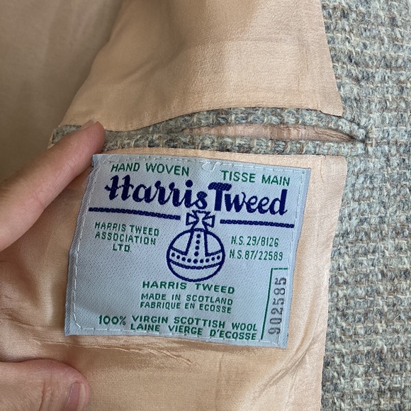 Vintage Harris Tweed Sport Coat Mens 40S Light Grey Tan Wool Blazer Jacket - Picture 14 of 15